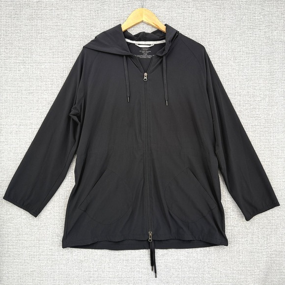 Soma Intimates Full Zip Hoodie Jacket Lightweight‎ Athleisure Black Sz L Soft - Picture 1 of 9